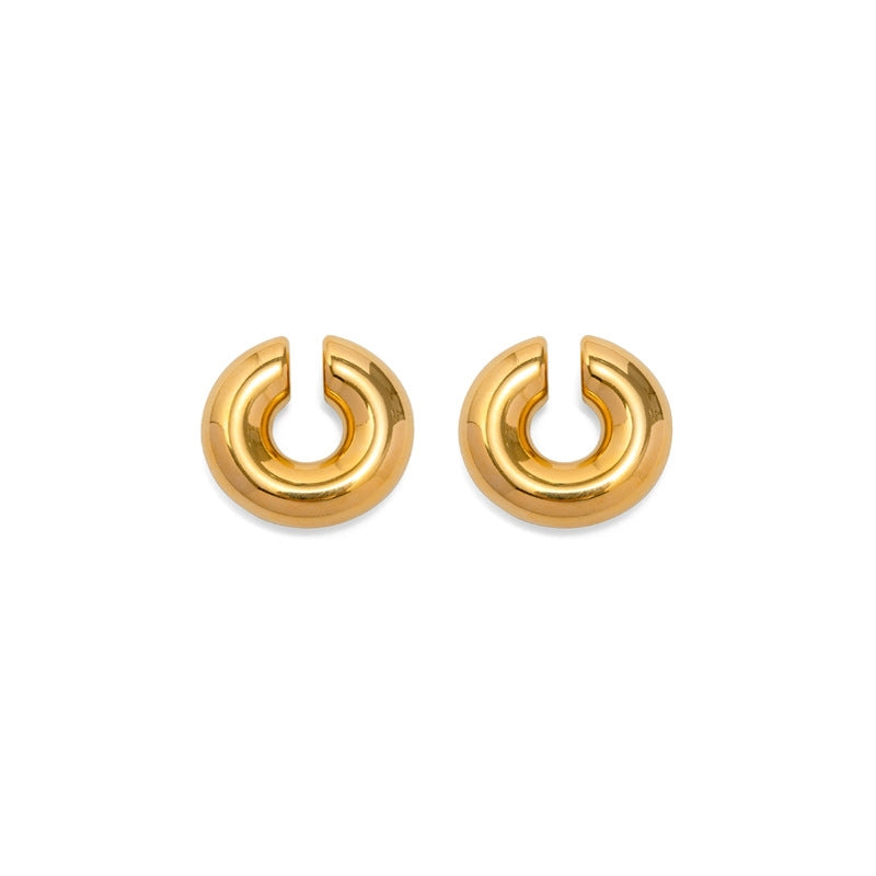 1 Pair Minimalist U Shape 18k Gold Plated Stainless Steel Ear Cuffs