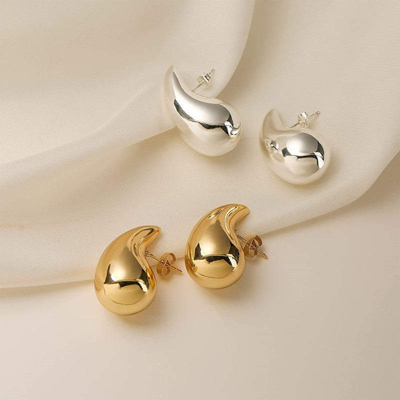 1 Pair Minimalist Water Drop 18K Gold Plated Stainless Steel Earrings