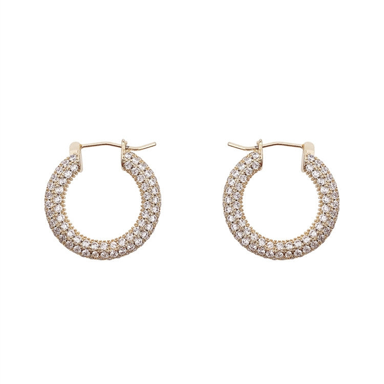 Streetwear Geometric Zircon Inlay Copper Hoop Earrings