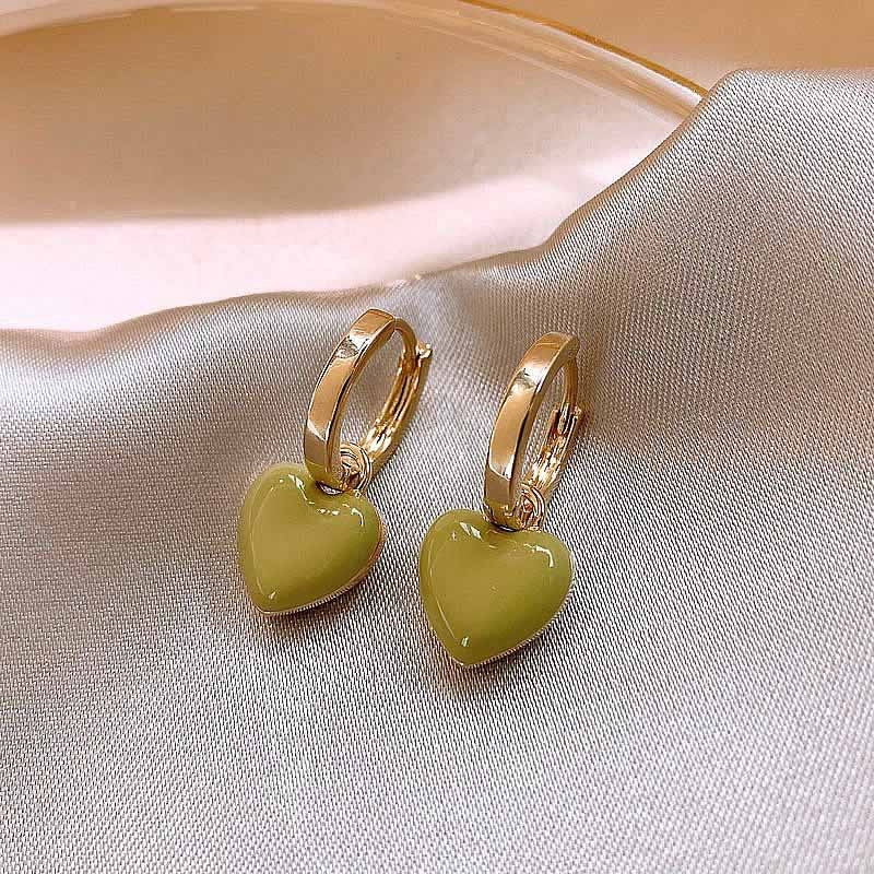 1 Pair Elegant Heart Rectangle Enamel Gold Silver Plated Geometric Drop Earrings