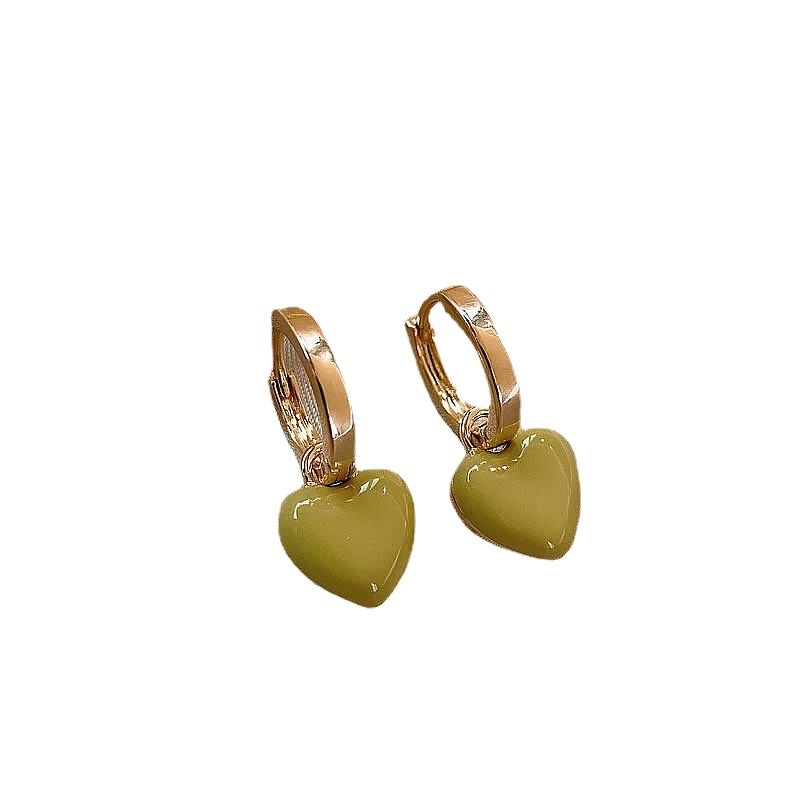 1 Pair Elegant Heart Rectangle Enamel Gold Silver Plated Geometric Drop Earrings