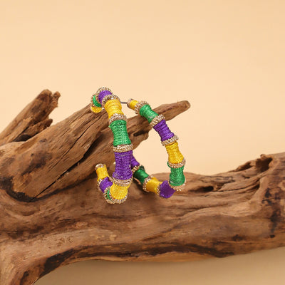 Vintage Color Block Zinc Alloy Hoop Earrings