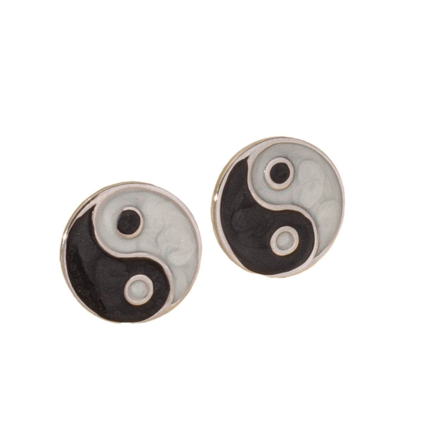 Vintage 304 Stainless Steel Tai Chi Stud Earrings - Irregular Chinese Retro Design