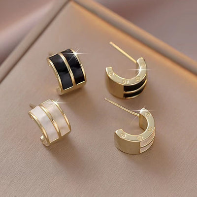 Vintage C Shape Alloy Stud Earrings - 2024 Trendy Light Luxury French Style
