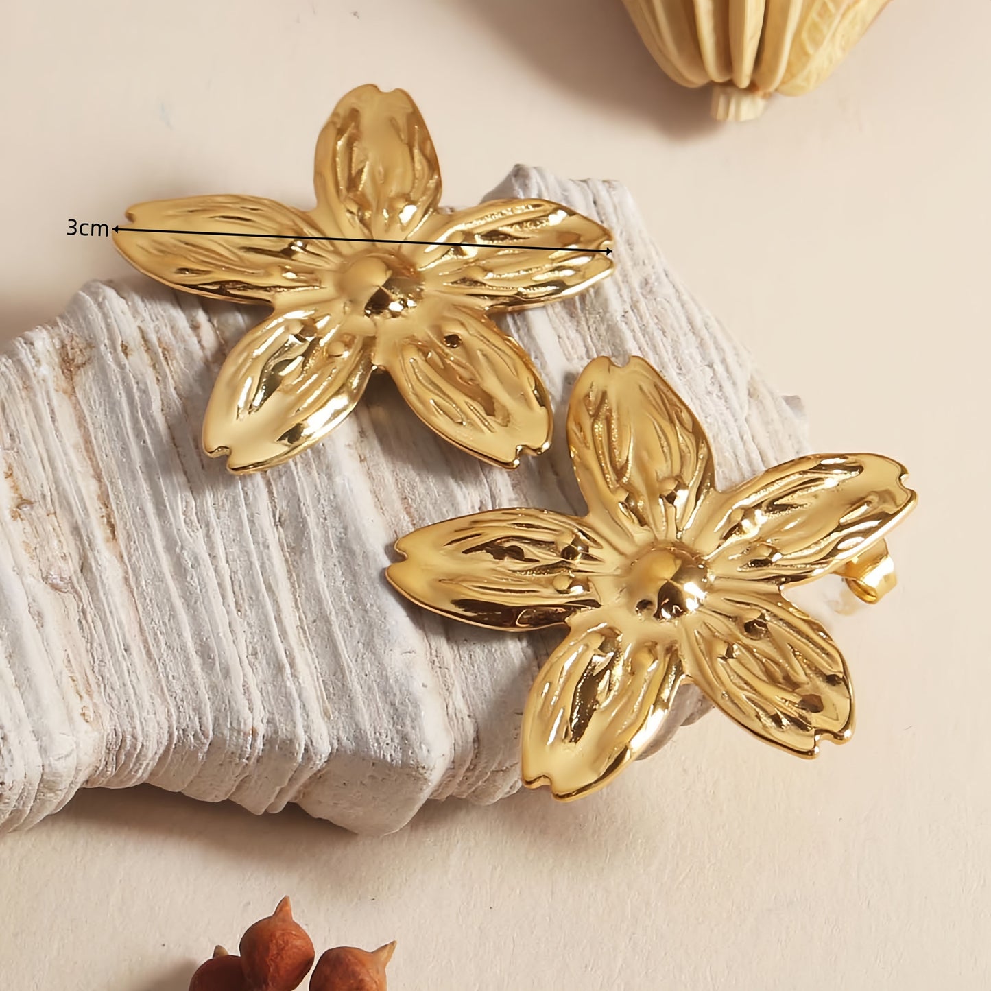 Vintage Bohemian Floral 18K Gold Plated Stainless Steel Earrings