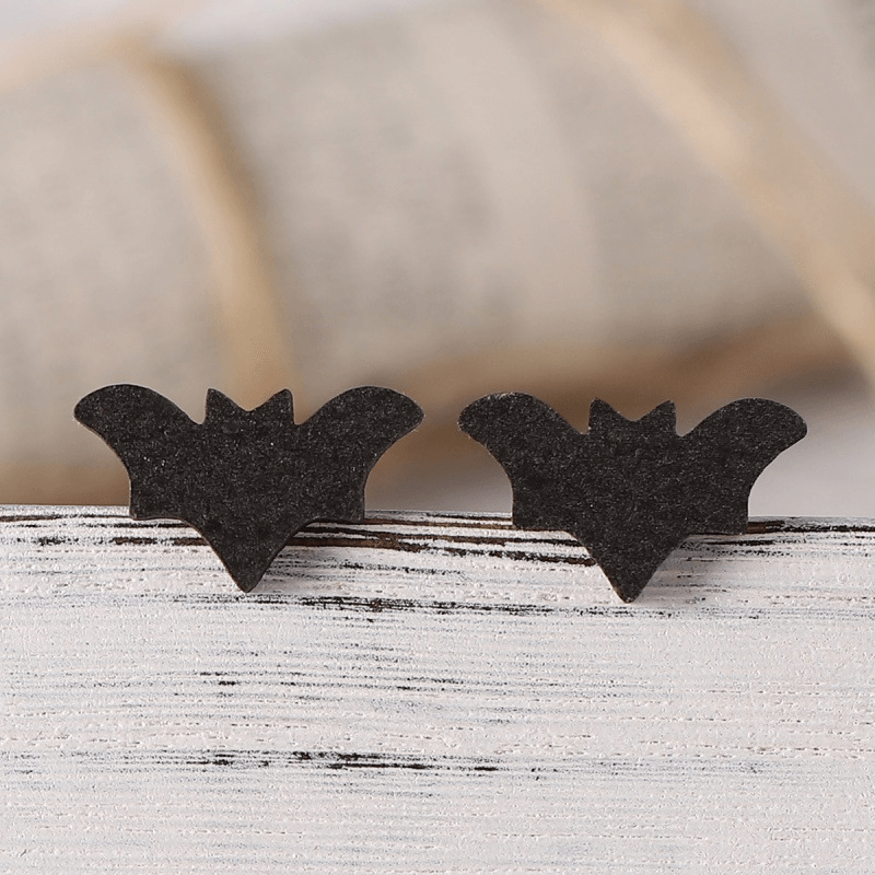 Vintage Halloween Pumpkin Ghost Bat Tassel Wooden Stud Earrings for Women