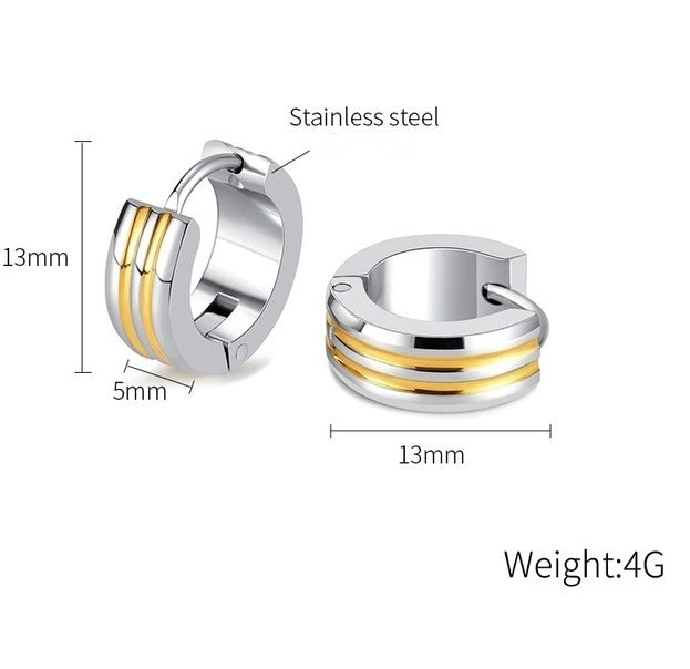 Vintage Punk Stainless Steel Stripe Earrings - Men's Fashion Accessory