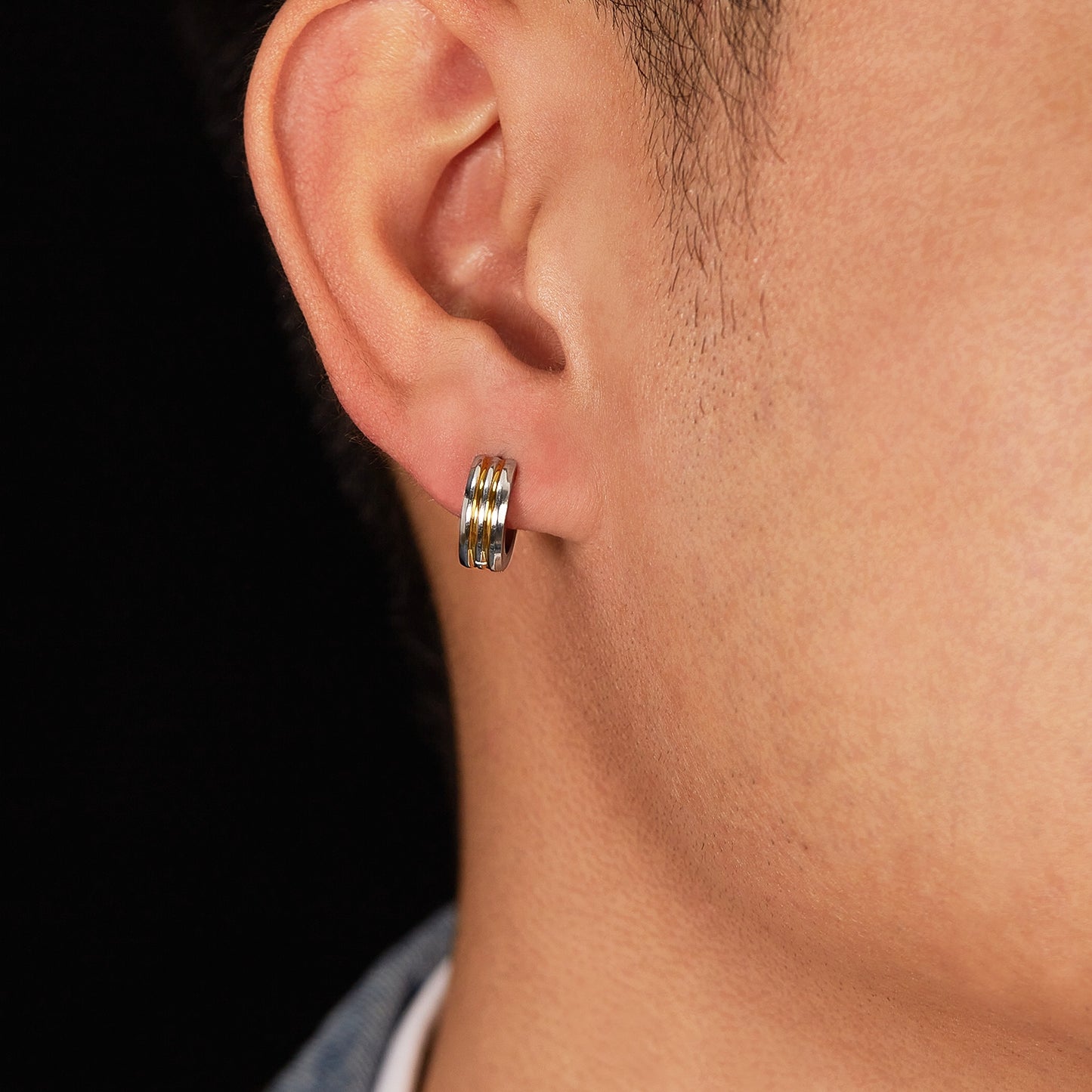 Vintage Punk Stainless Steel Stripe Earrings - Men's Fashion Accessory