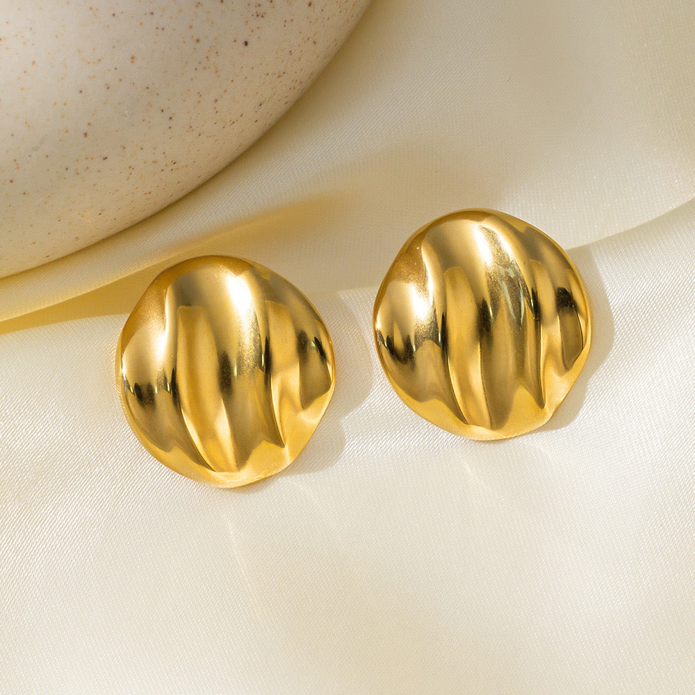 1 Pair Vintage Geometric 18K Gold Plated Stainless Steel Ear Studs