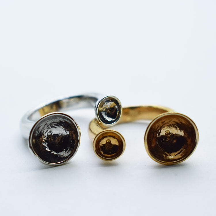 Copper Geometric Ring Setting with Gemstone Pearl Holder 23*23mm