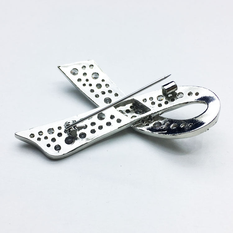 Copper Zircon Bow Knot Brooch Corsage Accessory 61x38MM