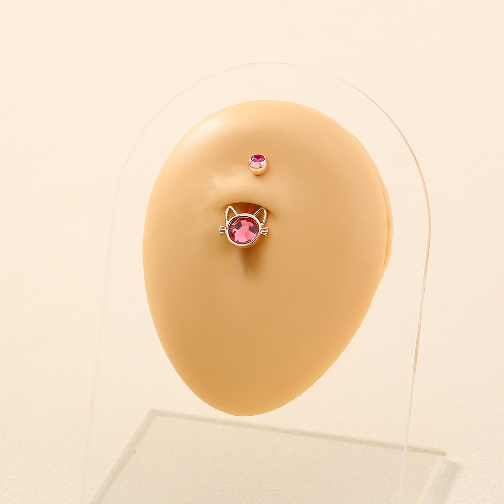 Fashion Star Butterfly Zircon Belly Ring - Stainless Steel & Copper Inlay Body Jewelry