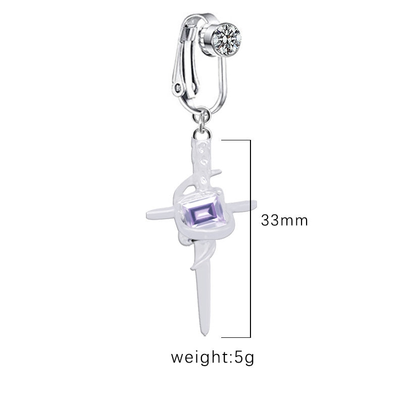 Vintage Cross Heart Belly Ring - 316 Stainless Steel with Rhinestones, Gold Plated
