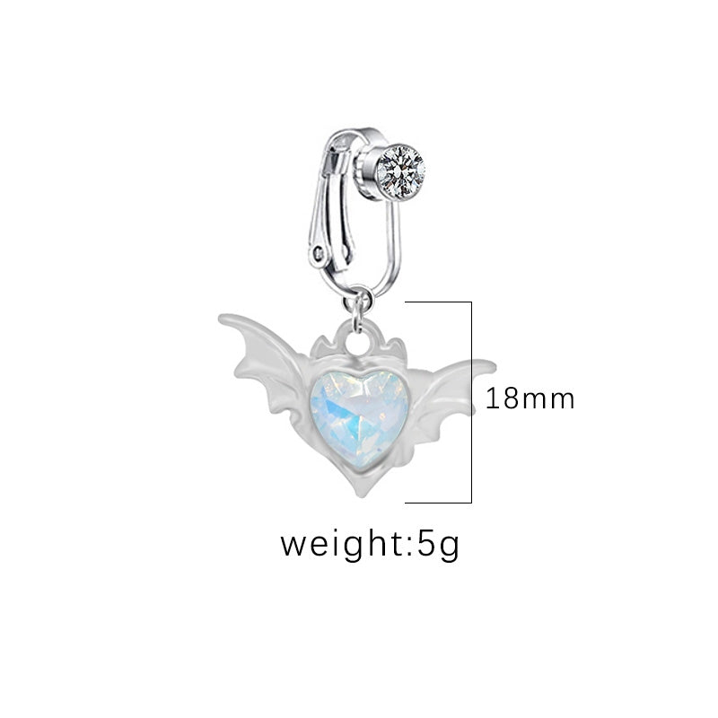 IG Style Heart Shape Wing Belly Ring - Stainless Steel & Gold Plated, Non-Piercing Navel Clip