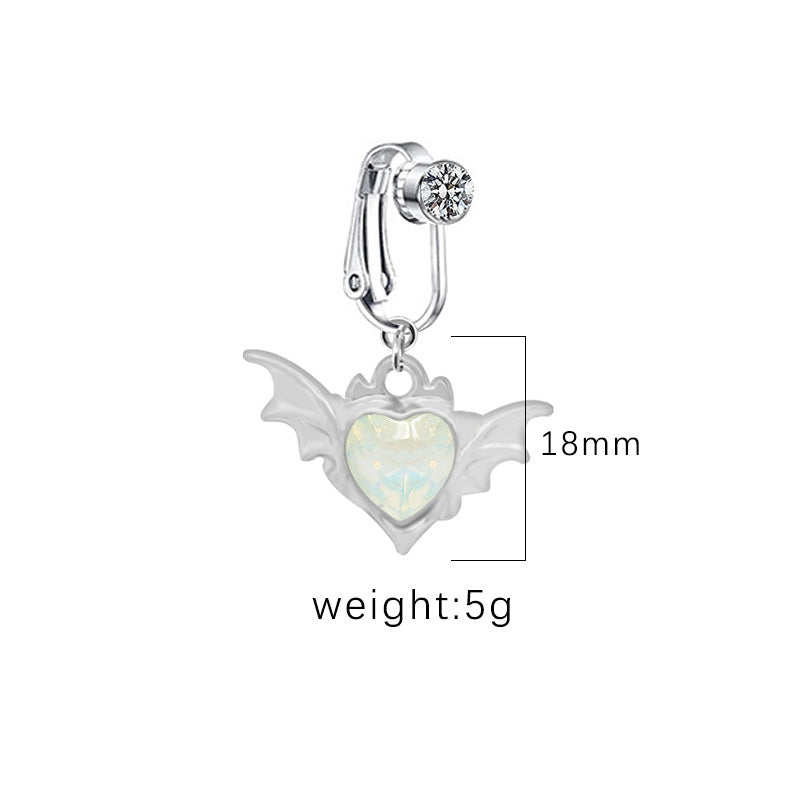 IG Style Heart Shape Wing Belly Ring - Stainless Steel & Gold Plated, Non-Piercing Navel Clip