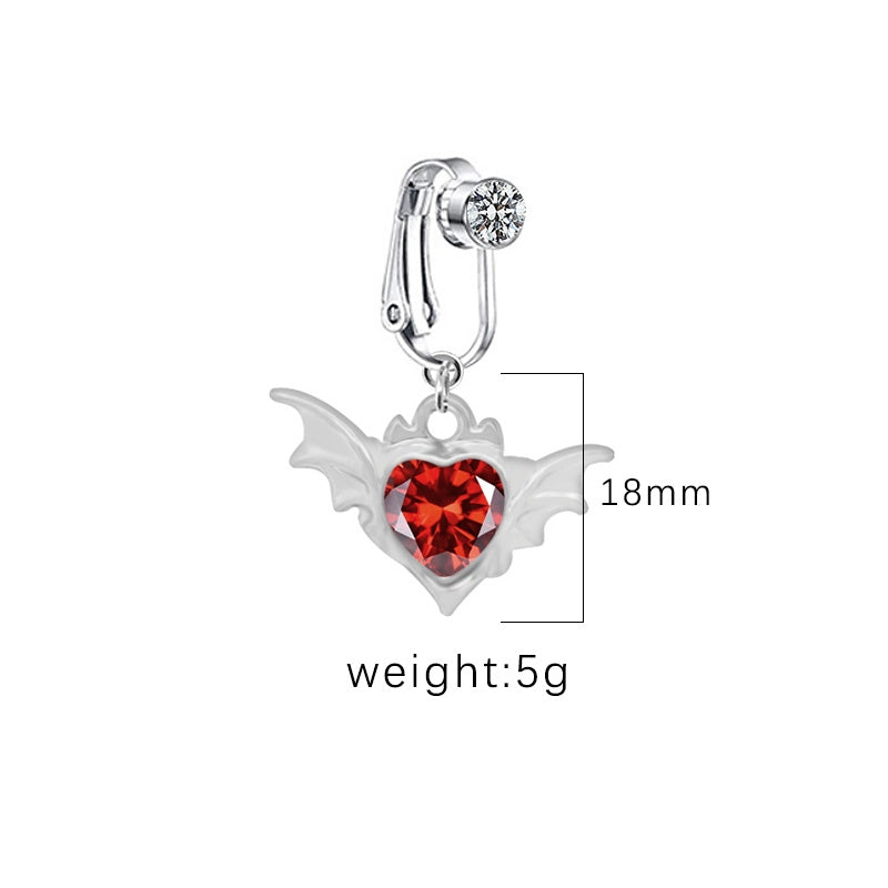 IG Style Heart Shape Wing Belly Ring - Stainless Steel & Gold Plated, Non-Piercing Navel Clip