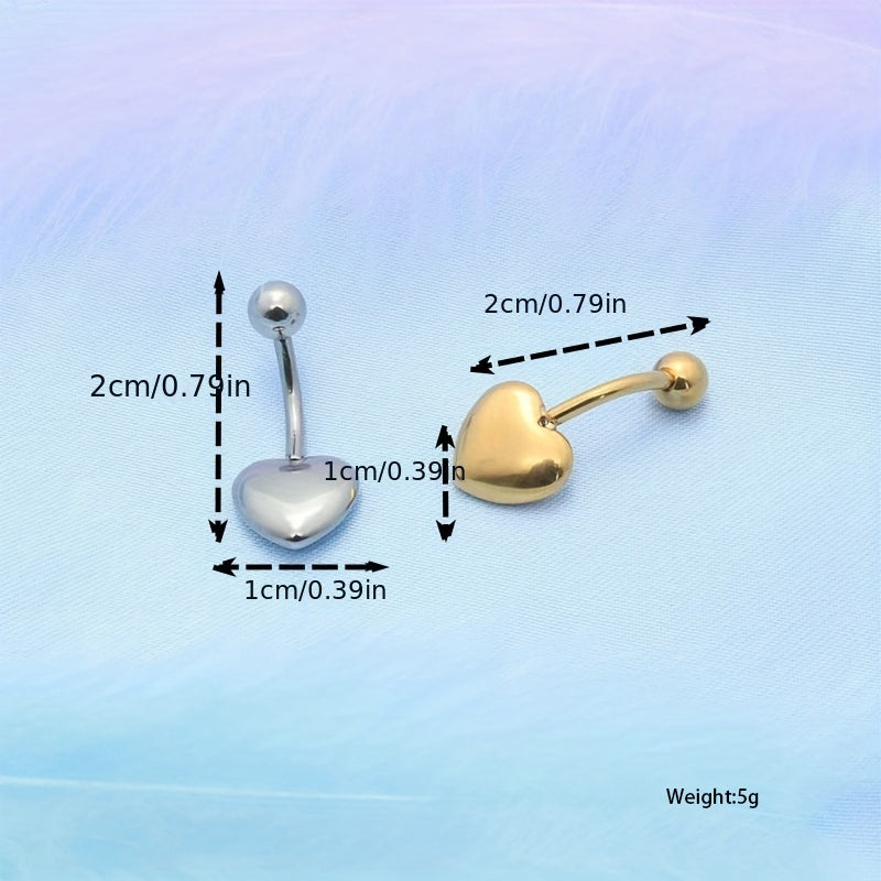 Heart Shape Gold Plated Stainless Steel Belly Ring