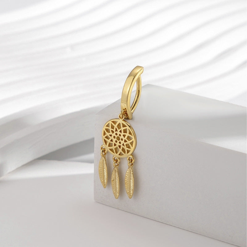 Retro Dreamcatcher Butterfly Wing Belly Ring with Copper Inlay Zircon