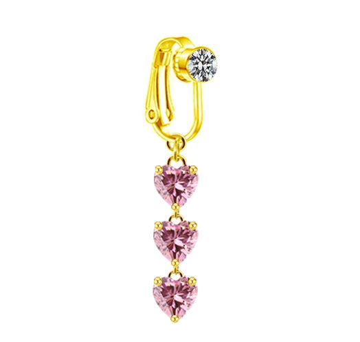 Heart Shape Butterfly Planet Fake Belly Ring - 316 Stainless Steel with Rhinestones