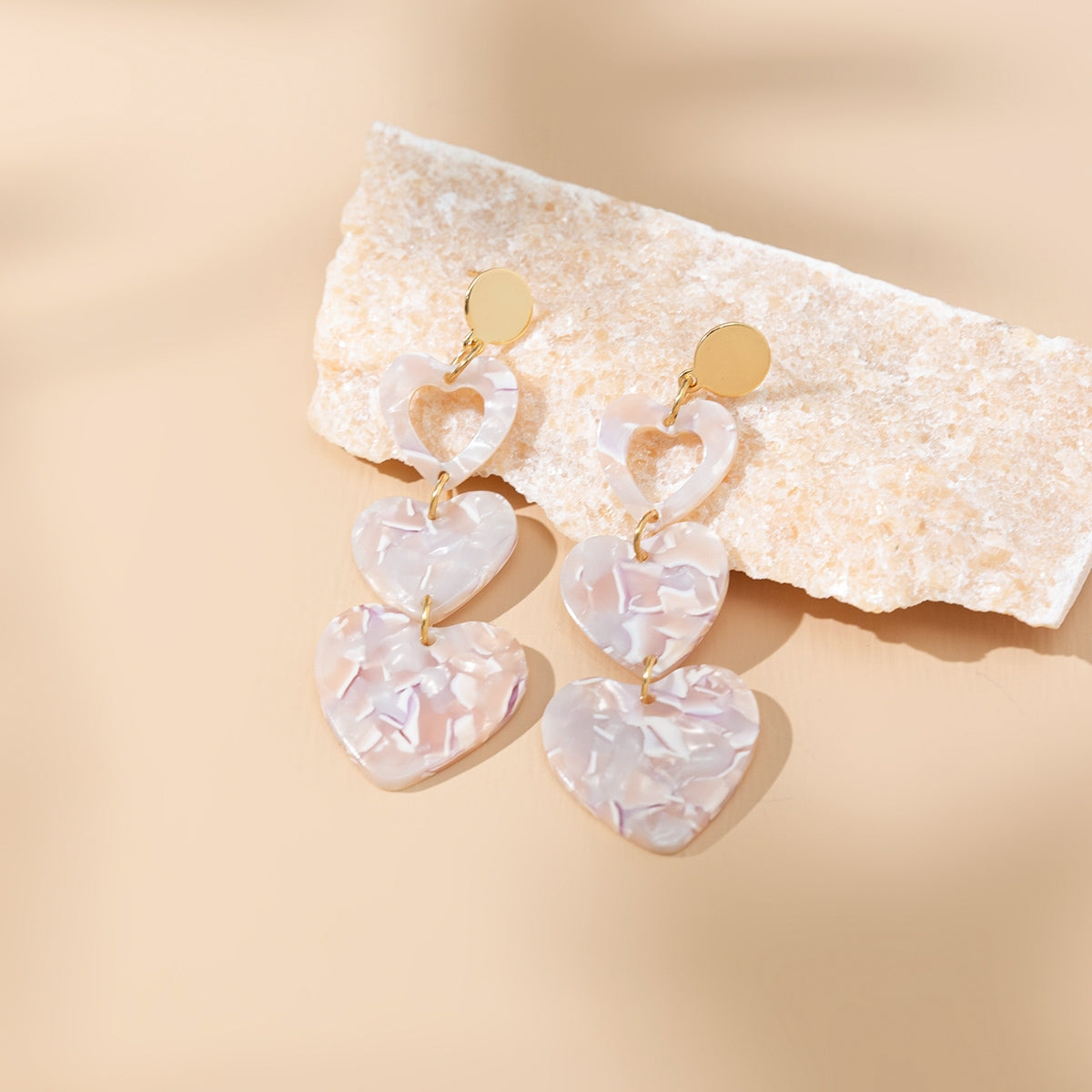 Casual Vacation Heart Shape Acrylic Gold Plated Drop Earrings