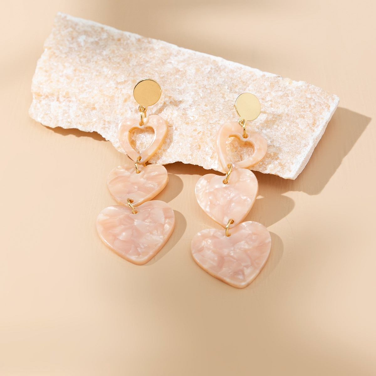 Casual Vacation Heart Shape Acrylic Gold Plated Drop Earrings