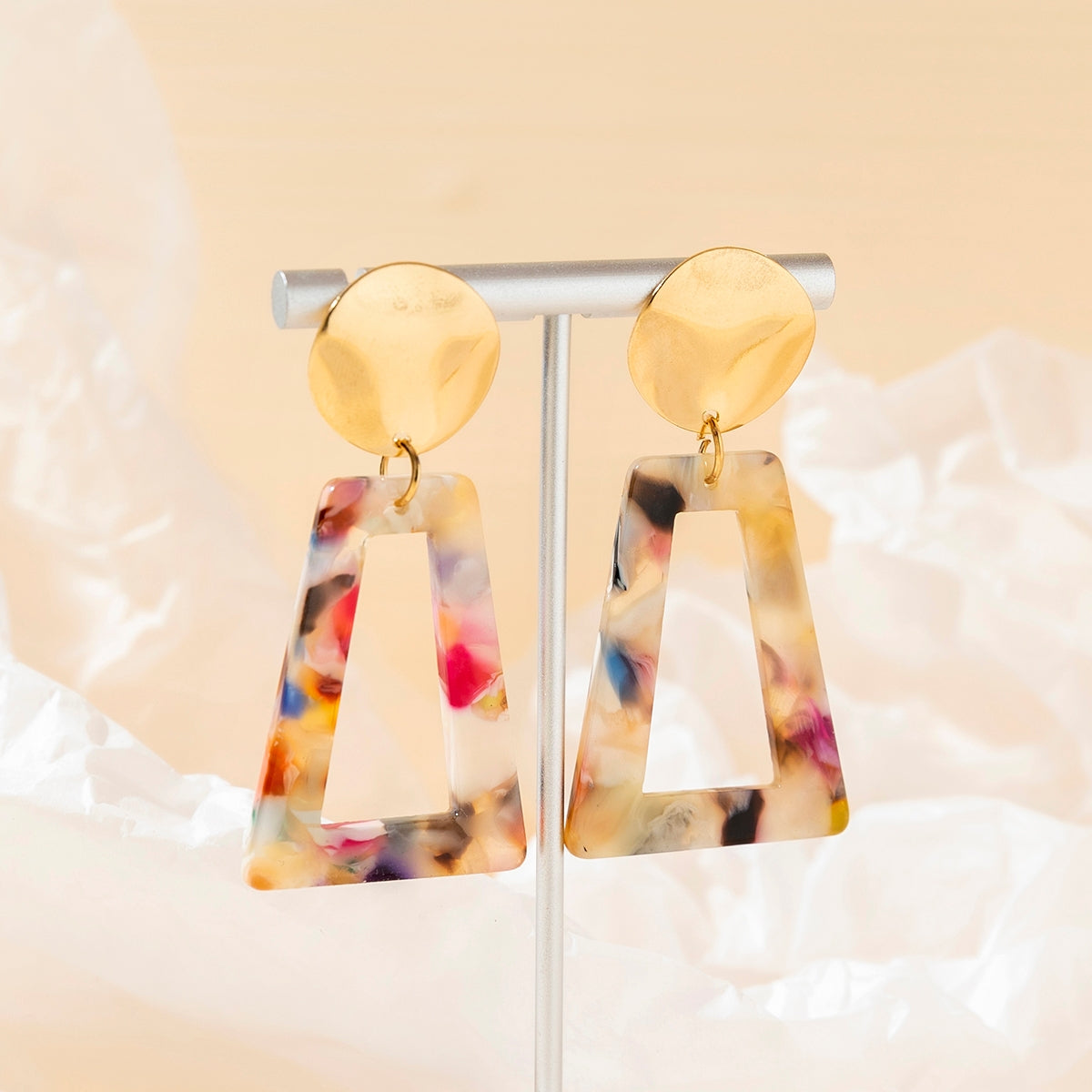 Casual Vacation Heart Shape Acrylic Gold Plated Drop Earrings