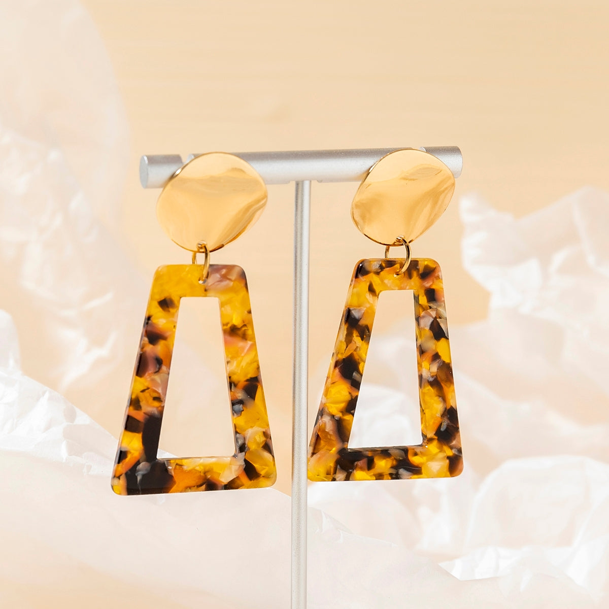 Casual Vacation Heart Shape Acrylic Gold Plated Drop Earrings