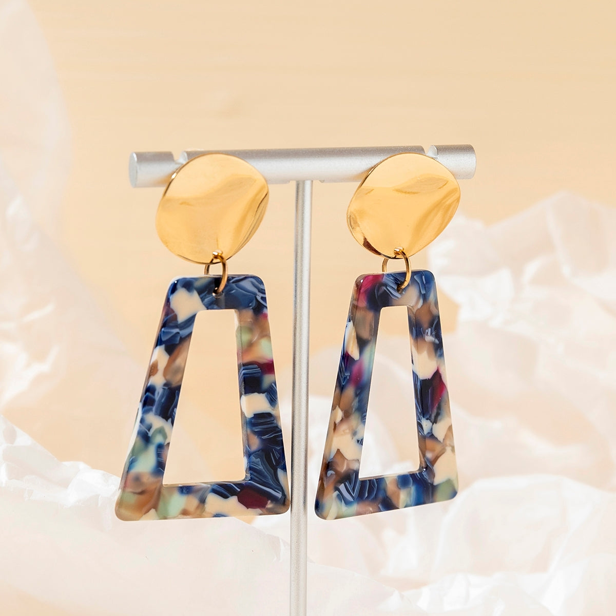 Casual Vacation Heart Shape Acrylic Gold Plated Drop Earrings