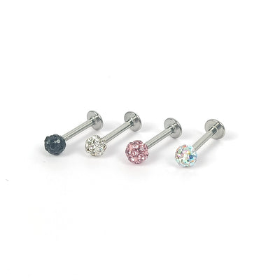 Geometric Stainless Steel Lip Rings & Multi-Color Shambhala Diamond Ball Stud Earrings
