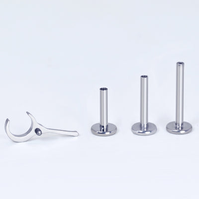 Moon Magic Titanium Piercing Earrings with Zircon Inlay