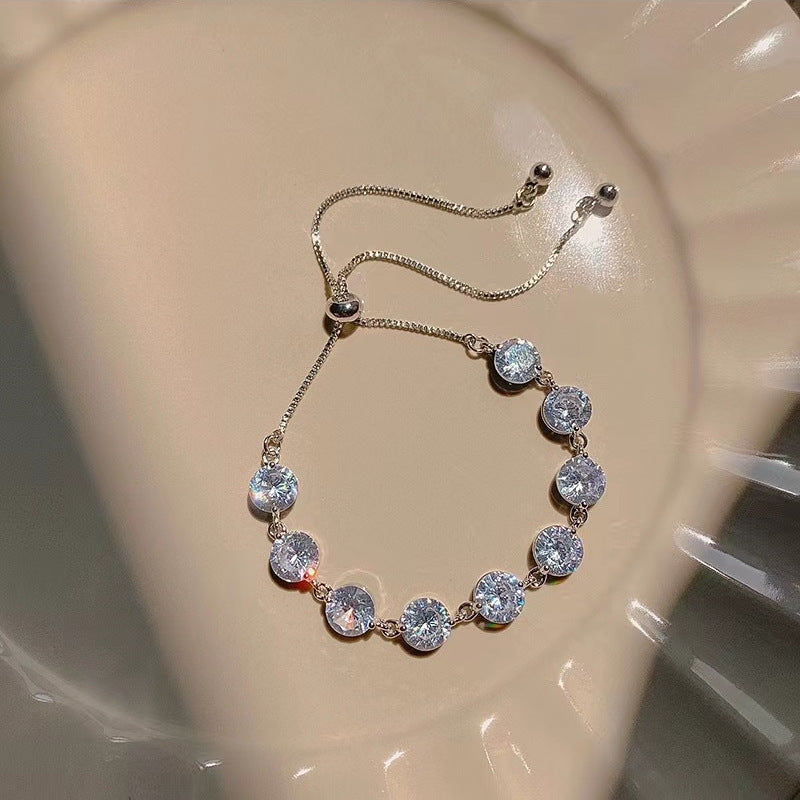 Fashion Round Alloy Zircon Women's Pullable Bracelet