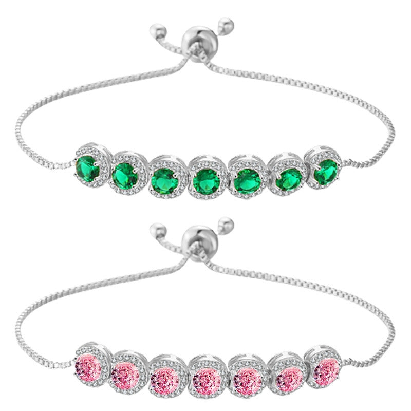 Fashion Adjustable Emerald Zircon Crystal Inlay Women's Bracelet