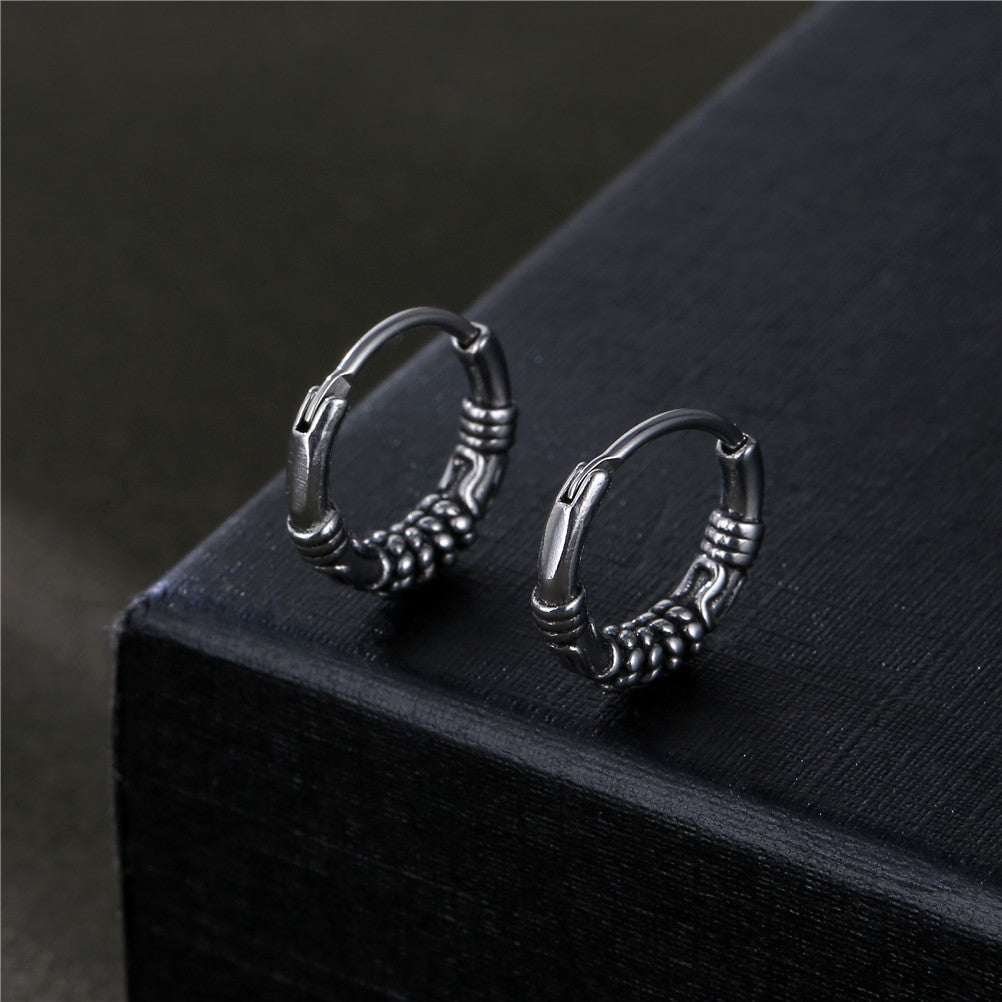 Fashion Titanium Steel Twisted Hoop Men's Earrings