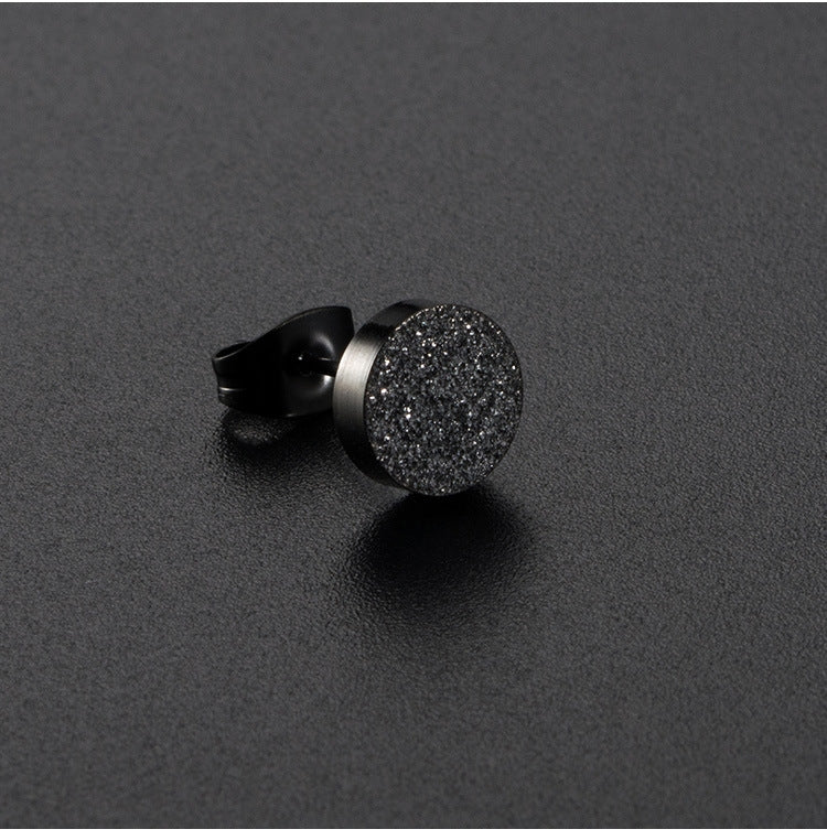1 Piece Hip-Hop Retro 18K Gold Plated Stainless Steel Matte Ear Studs for Men