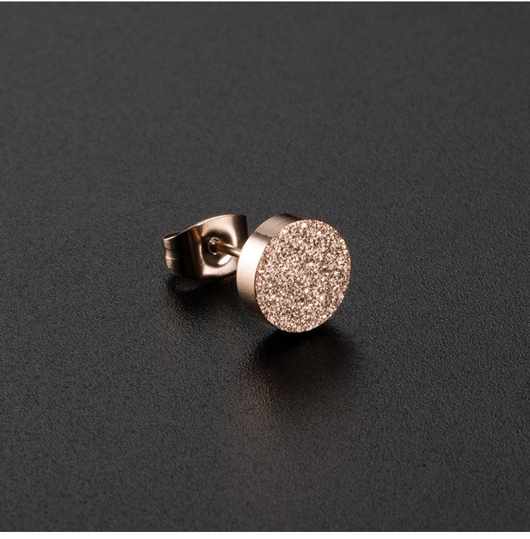 1 Piece Hip-Hop Retro 18K Gold Plated Stainless Steel Matte Ear Studs for Men