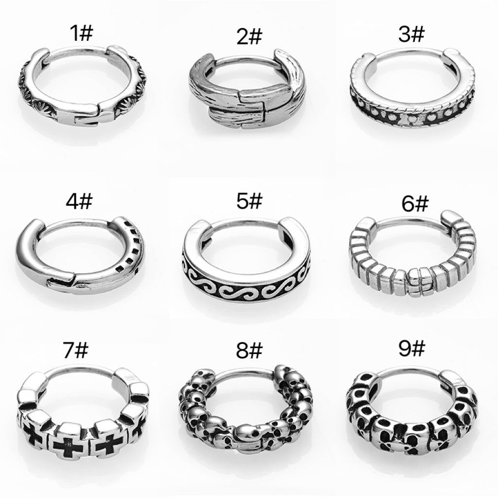 Hip-Hop Gothic Cross Skull Stainless Steel Earrings
