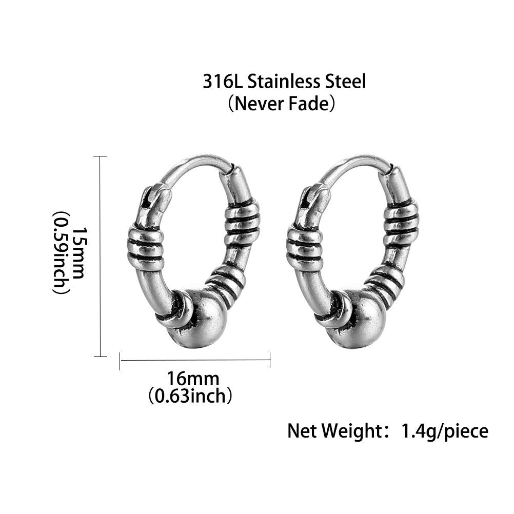 Hip-hop Titanium Steel Plated Twisted Hoop Earrings for Men and Women