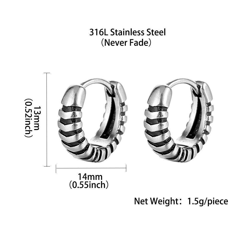 Hip-hop Titanium Steel Plated Men's Twisted Hoop Earrings