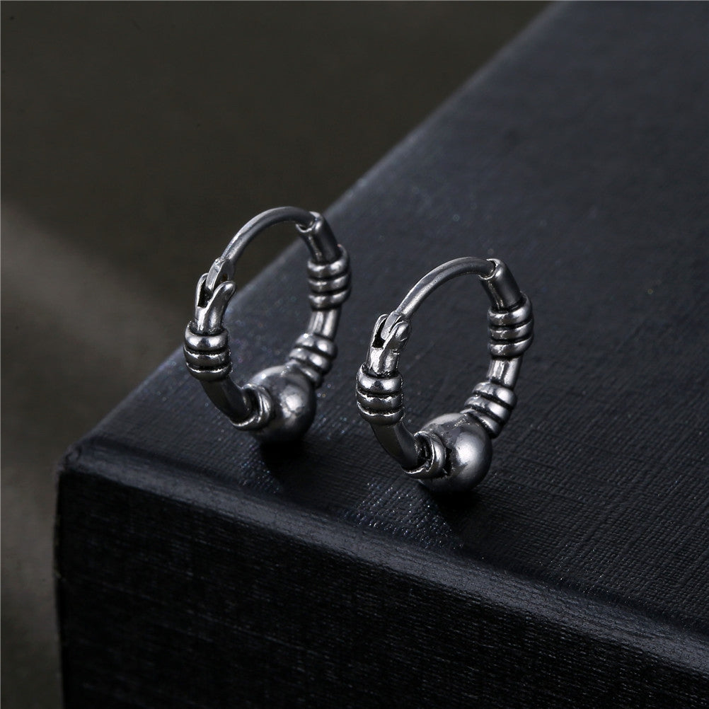 Hip-hop Titanium Steel Plated Twisted Hoop Earrings for Men and Women