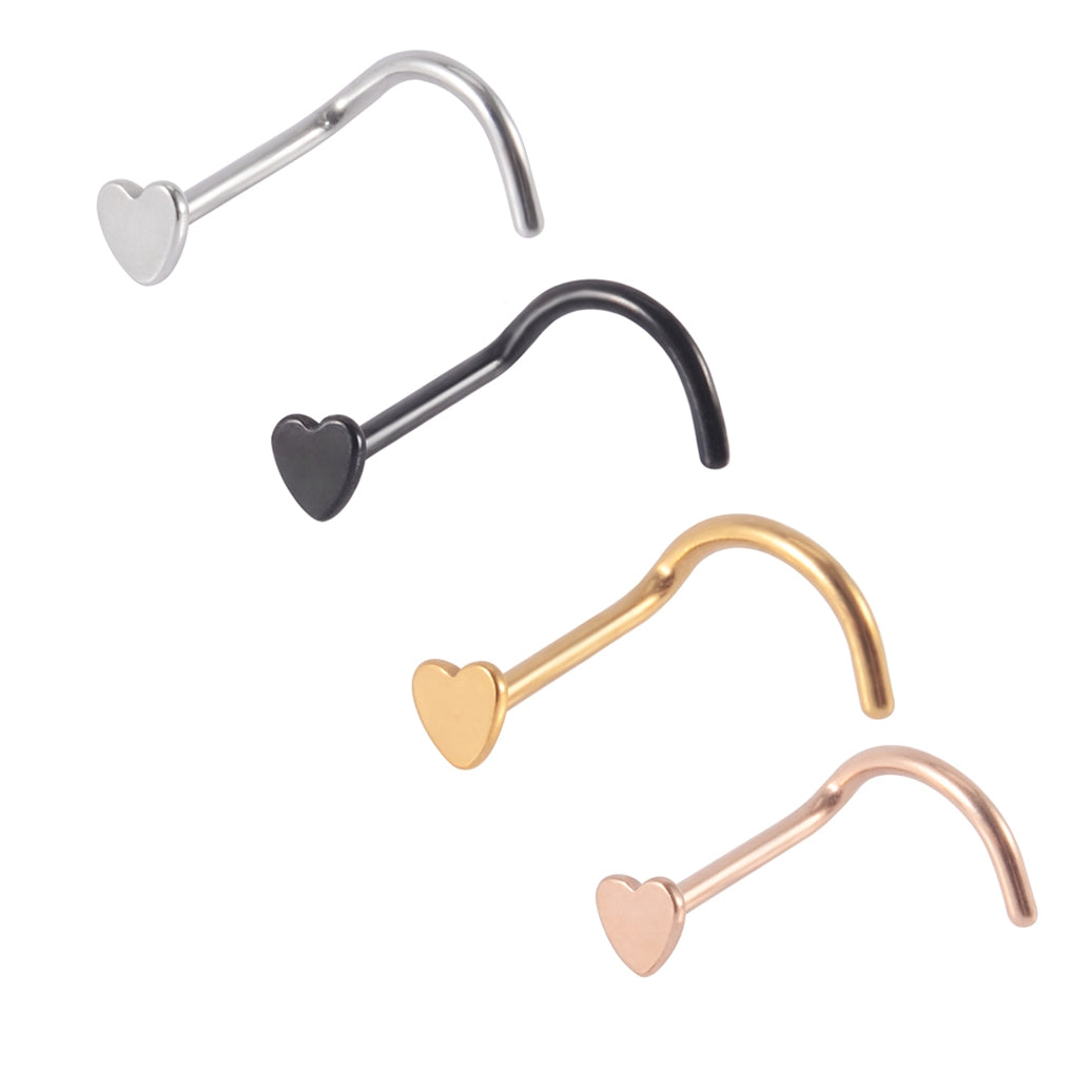 Heart Shape 18K Gold Plated Stainless Steel Nose Rings & Studs