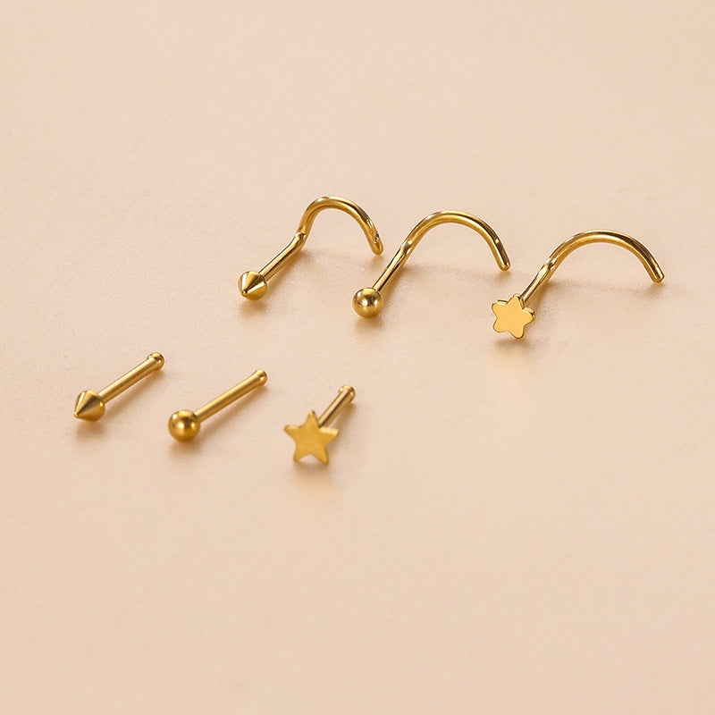 Geometric Star Stainless Steel Nose Ring & Stud Piercing Jewelry