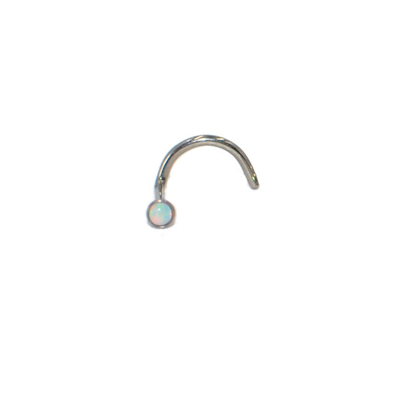 G23 Titanium U-Shape Opal Zircon Nose Studs 0.8*7*2mm