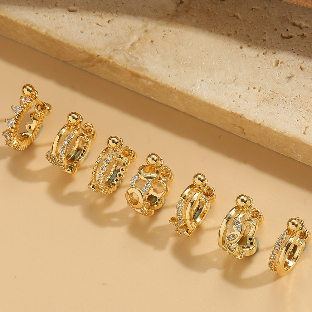 Vintage U-Shape Zircon Inlay 14K Gold Plated Nose Ring