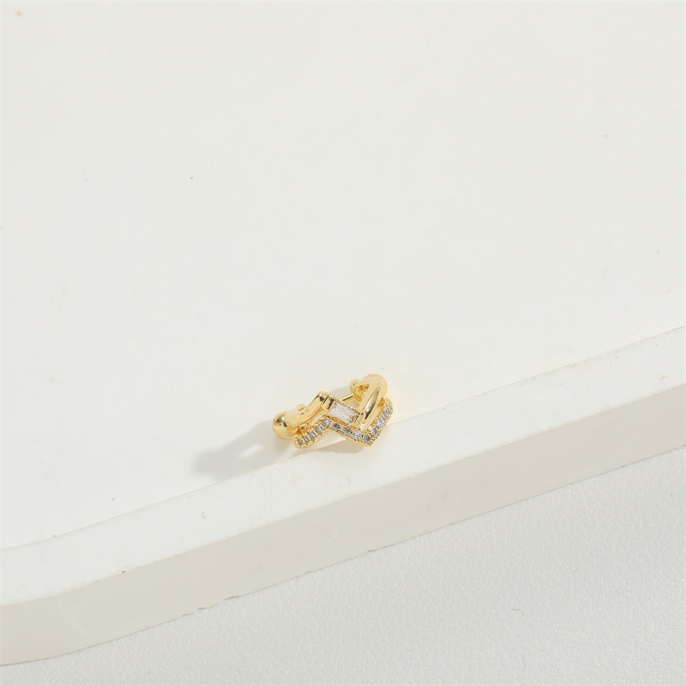 Vintage U-Shape Zircon Inlay 14K Gold Plated Nose Ring