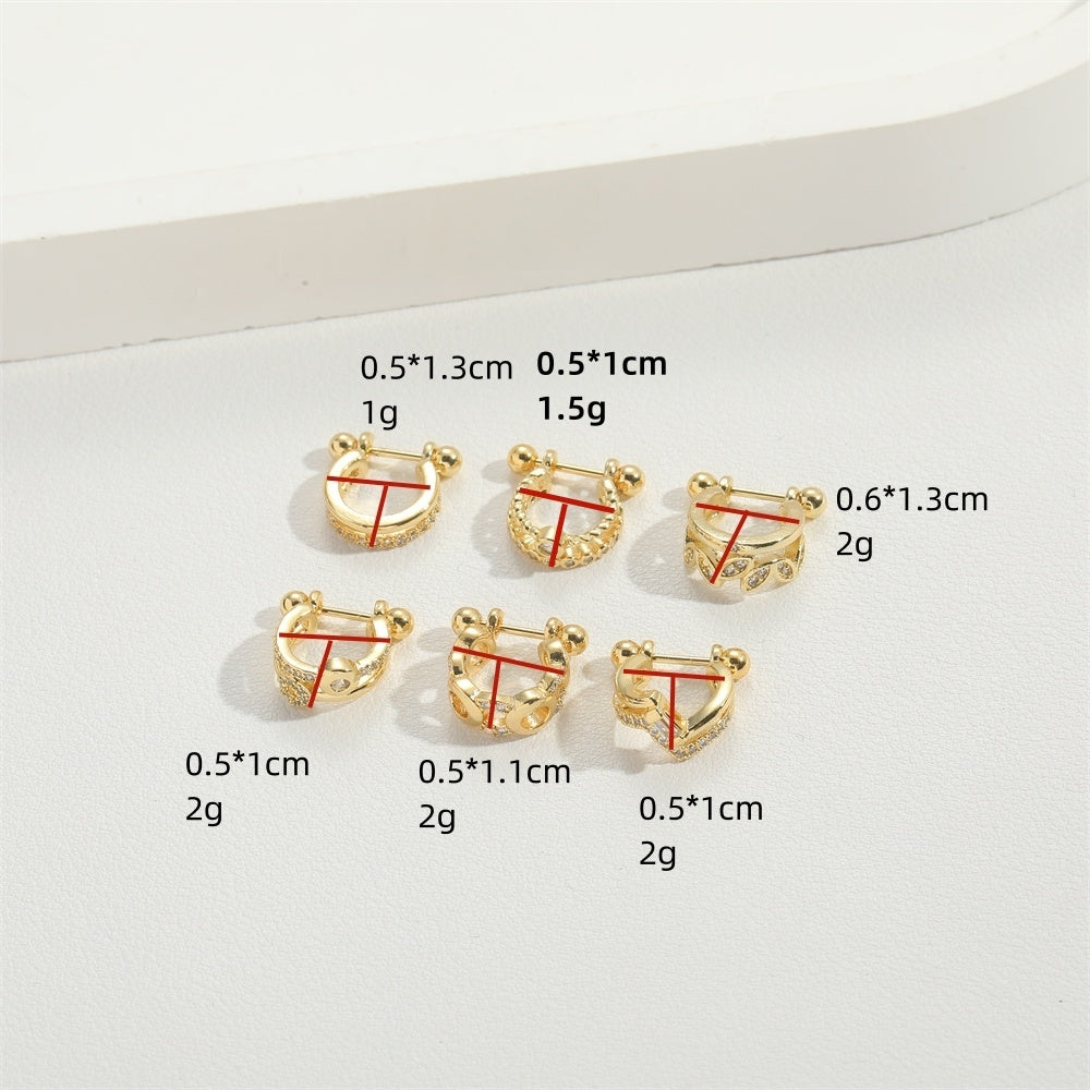 Vintage U-Shape Zircon Inlay 14K Gold Plated Nose Ring