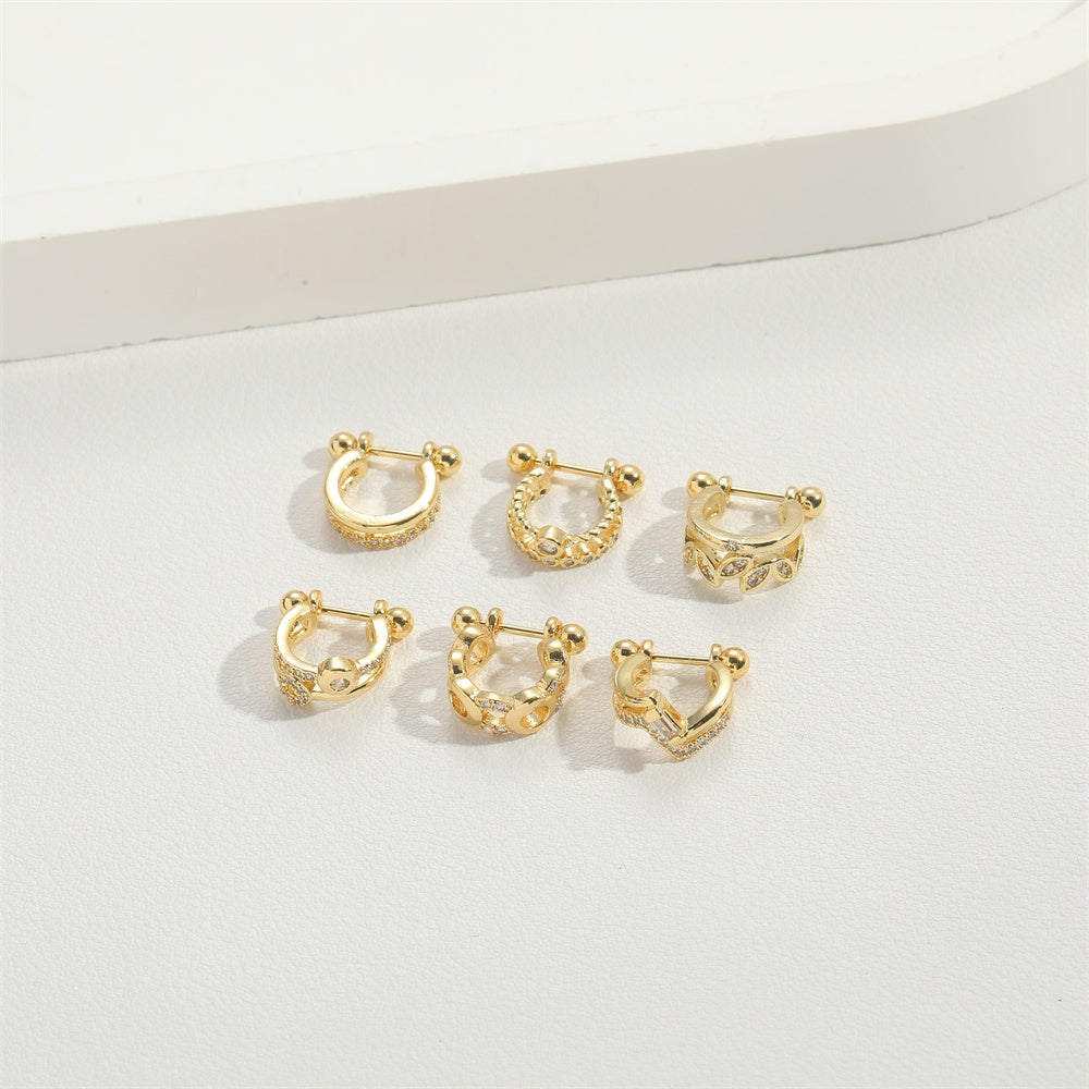 Vintage U-Shape Zircon Inlay 14K Gold Plated Nose Ring