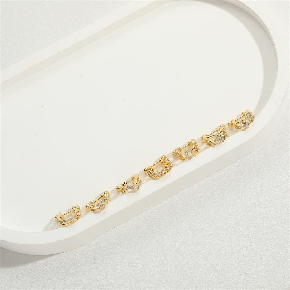 Vintage U-Shape Zircon Inlay 14K Gold Plated Nose Ring