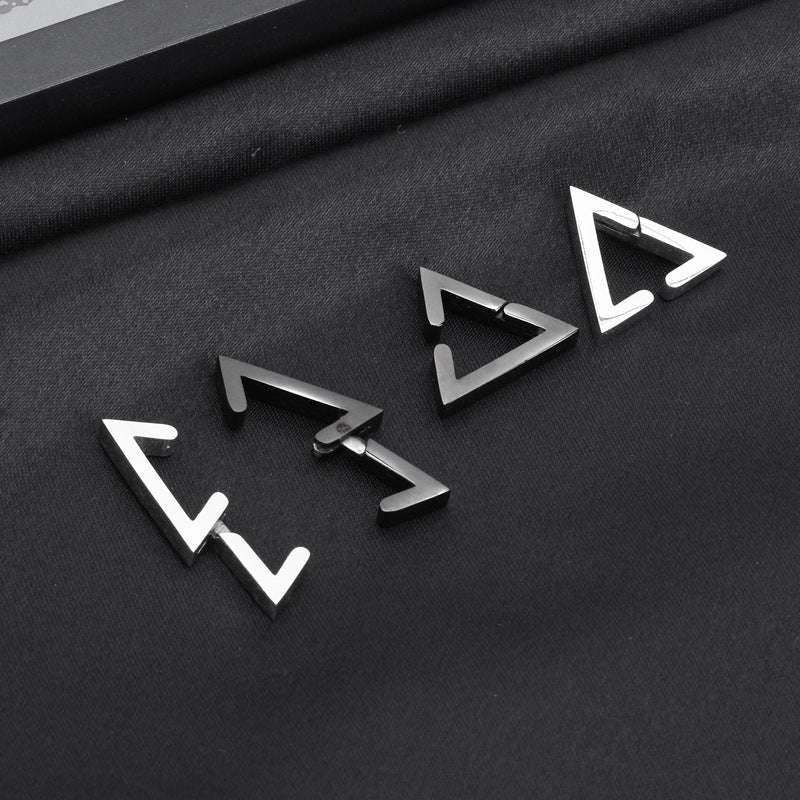 Geometric Stainless Steel Triangle Drop Earrings for Men and Women