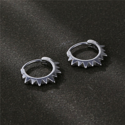 Punk Geometric Titanium Steel Men's Hoop Earrings with Rivet Design