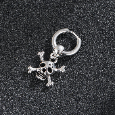 Punk Skull Stainless Steel Coil Drop Earrings